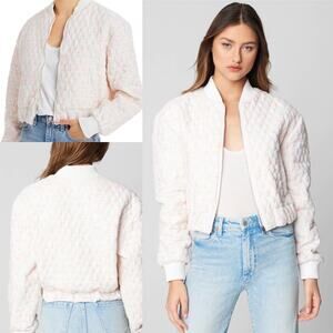 Blank NYC Bomber Jacket in Good for You Cream Pastel Rainbow Tweed Small NEW